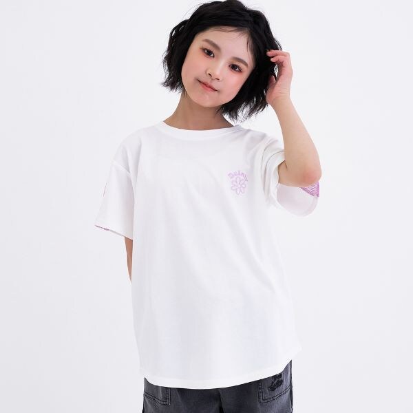 【接触冷感】袖メッシュ切替チュニック半袖T