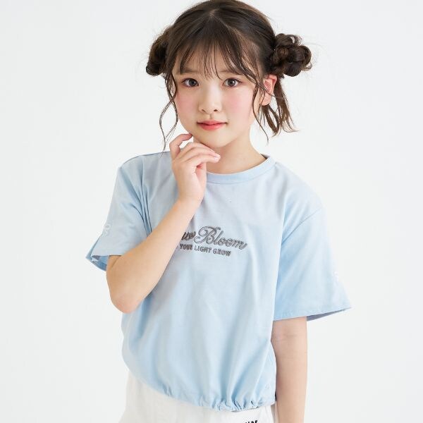 裾ドロストりぼんタック半袖Tシャツ