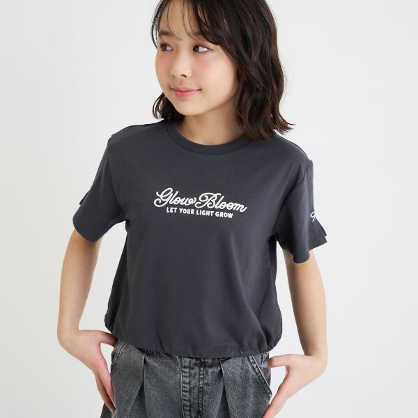 裾ドロストりぼんタック半袖Tシャツ