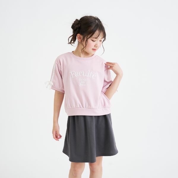 レースライン半袖ポンチトップス＋スカートSETUP