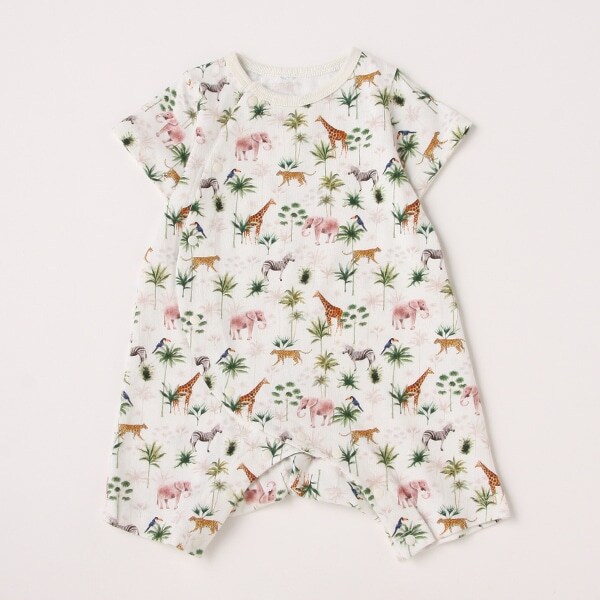 【カーバーオール/ロンパース】【オーシャン＆グラウンド】BOYS総柄新生児ロンパス