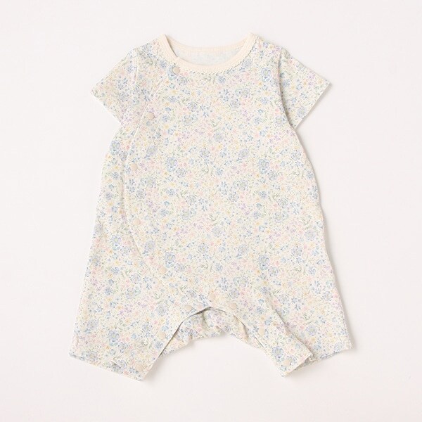 【カーバーオール/ロンパース】【オーシャン＆グラウンド】GIRLS総柄新生児ロンパス