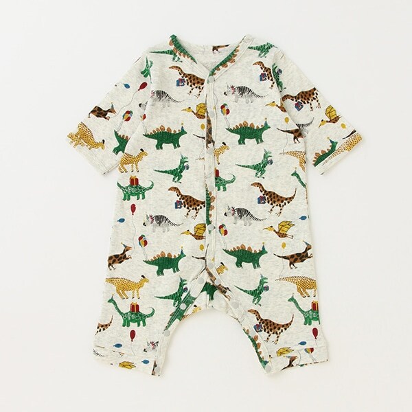 【カーバーオール/ロンパース】【オーシャン＆グラウンド】長袖ロンパス Happy Dinosaur