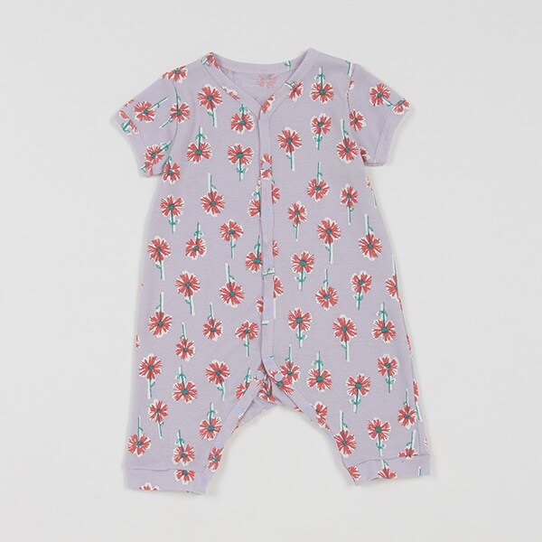 【カバーオール/ロンパース】【オーシャン＆グラウンド】半袖ロンパス Drawing Flower