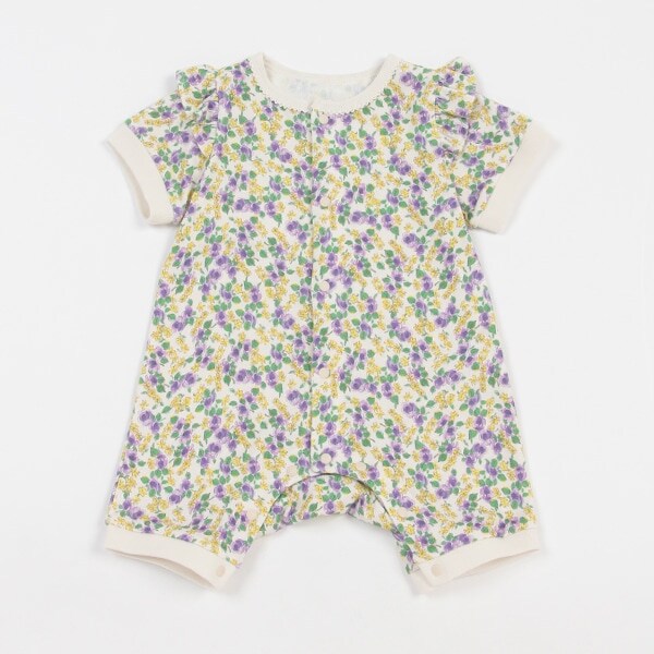 【カーバーオール/ロンパース】【オーシャン＆グラウンド】ソウガラフリルショルダー新生児ロンパス