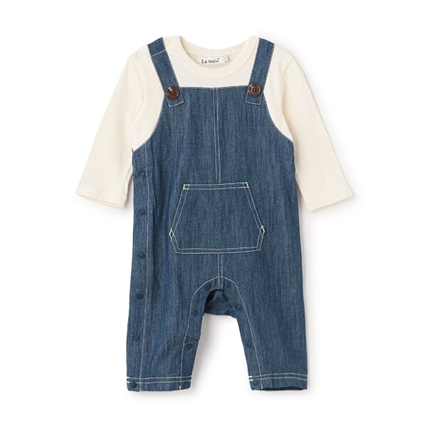【LaStella】デニムレイヤードロンパス