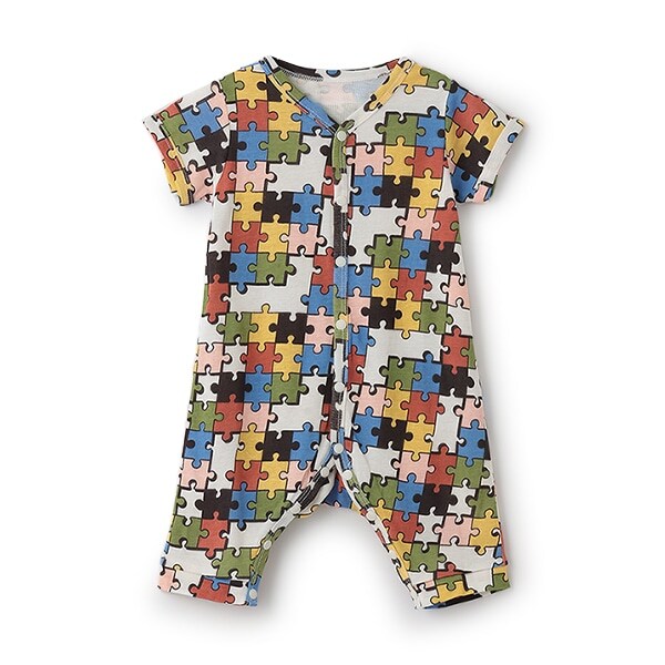 【カーバーオール/ロンパース】【オーシャン＆グラウンド】半袖ロンパス Puzzle