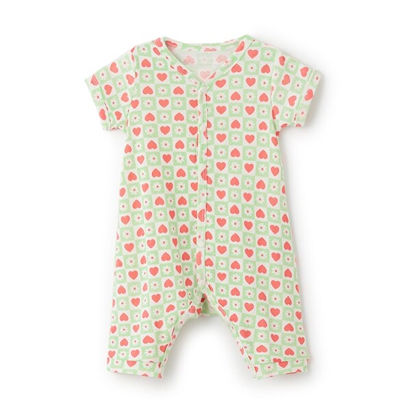 【カーバーオール/ロンパース】【オーシャン＆グラウンド】半袖ロンパス Heart&Flower