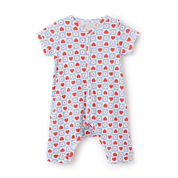 【カーバーオール/ロンパース】【オーシャン＆グラウンド】半袖ロンパス Heart&Flower