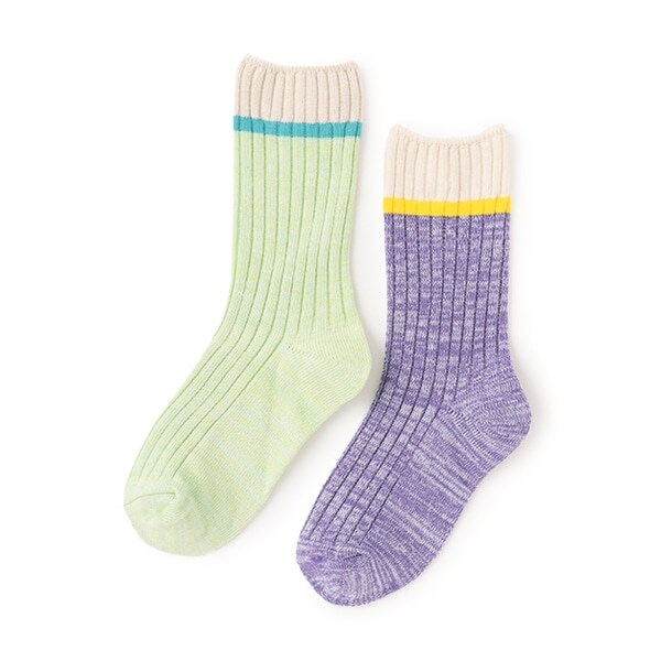 【オーシャン＆グラウンド】ミックスカラークルーソックス2PSET