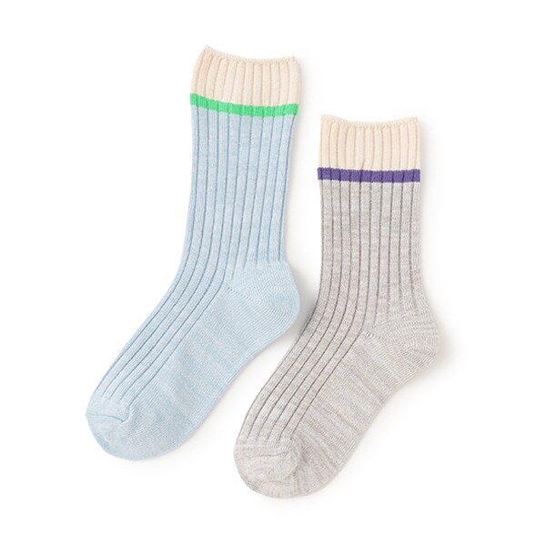 【オーシャン＆グラウンド】ミックスカラークルーソックス2PSET