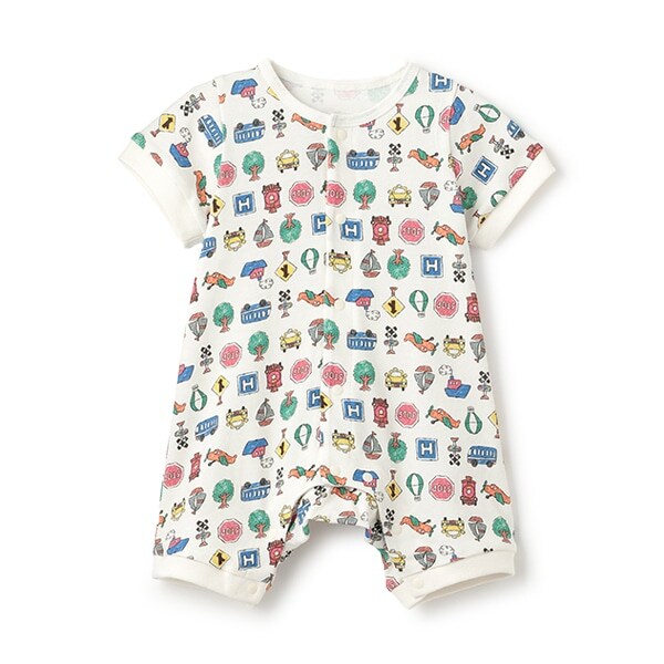 【カーバーオール/ロンパース】【オーシャン＆グラウンド】ソウガラ新生児ロンパス