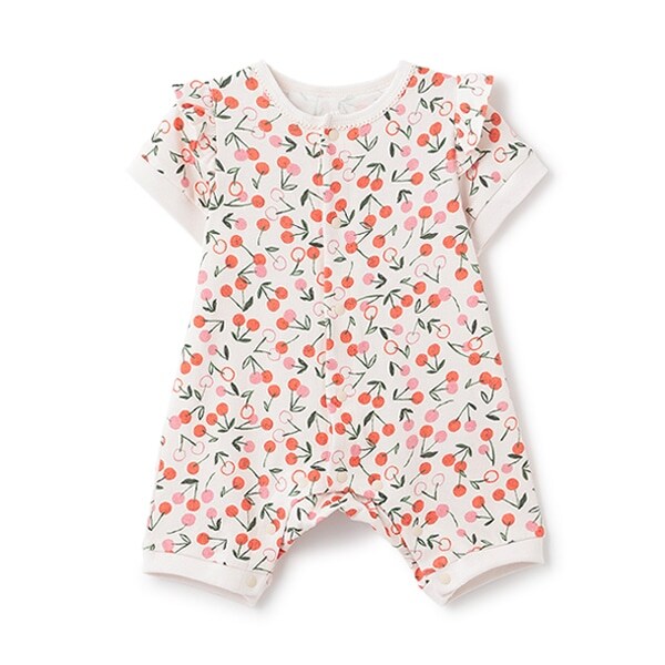 【カーバーオール/ロンパース】【オーシャン＆グラウンド】ソウガラフリルショルダー新生児ロンパス