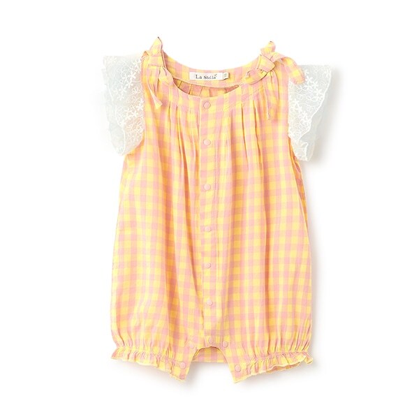 【カーバーオール/ロンパース】【オーシャン＆グラウンド】リボンギャザーロンパス