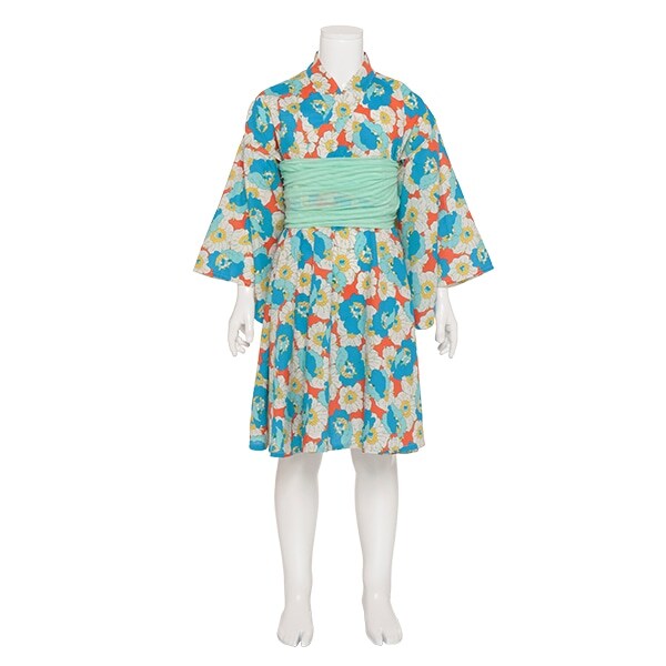 【オーシャン＆グラウンド】レトロフラワー浴衣ミニ丈ワンピース