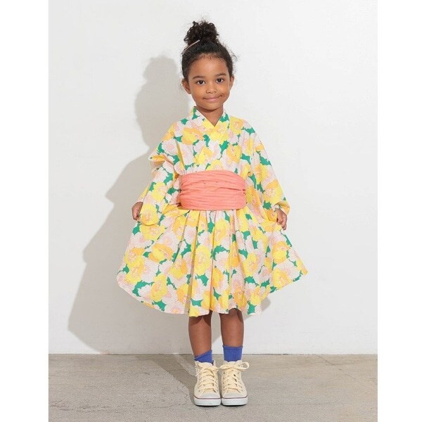 【オーシャン＆グラウンド】レトロフラワー浴衣ミニ丈ワンピース