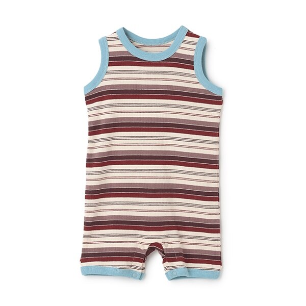 【LaStella】ボーダーノースリーブロンパス