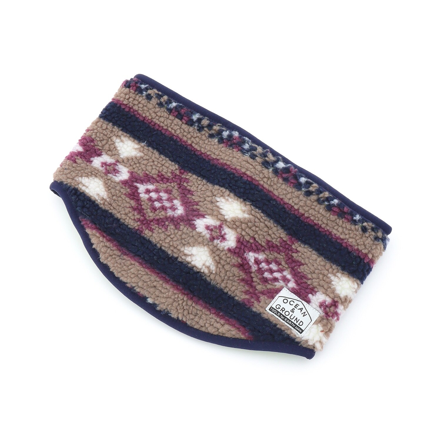 【オーシャン＆グラウンド】ジャガードボアリバーシブルネックウォーマー