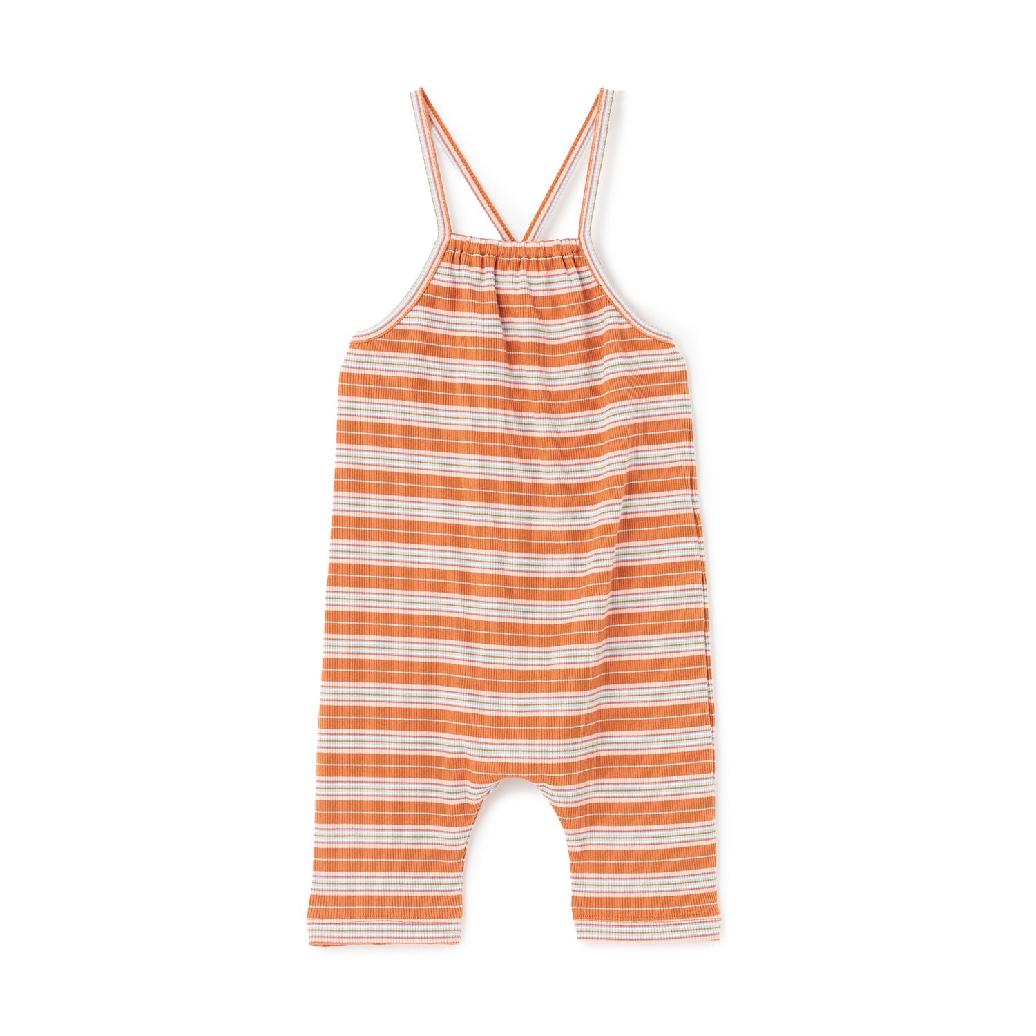 【LaStella】リブボーダーサロペット