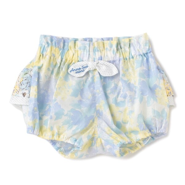 水彩花柄フリルカバーパンツ