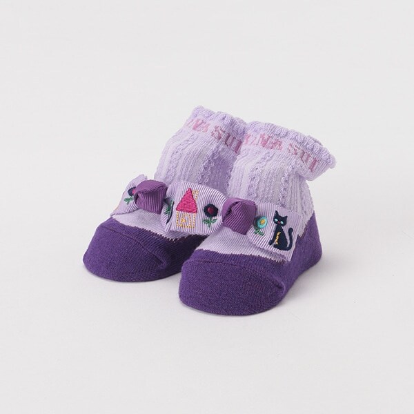 家×ネコ刺しゅうリボンバレエカップソックス