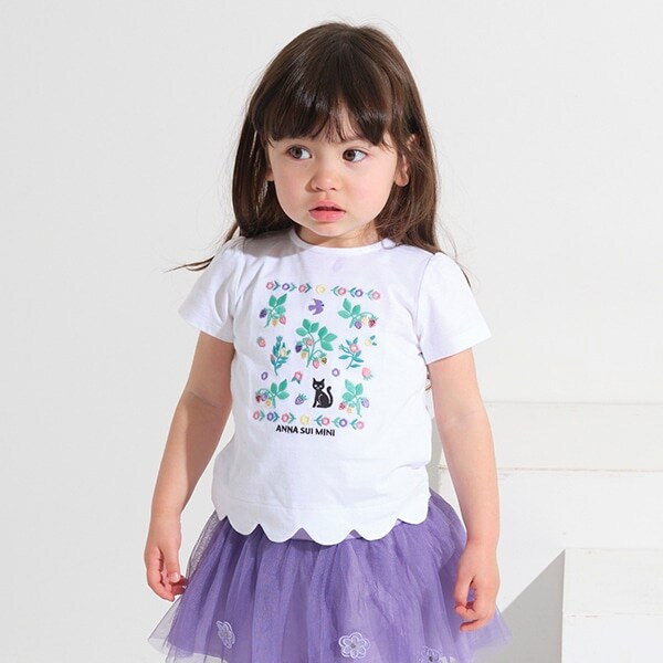 【ベビーサイズ】刺しゅう裾スカラ半袖Tシャツ