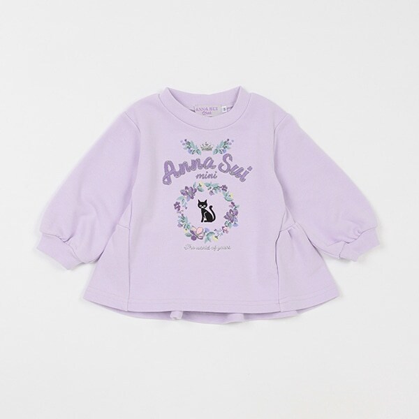 ネコ刺しゅう長袖トレーナー