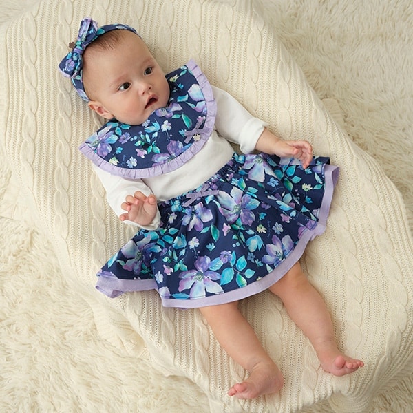 水彩花柄スカートつきカバーパンツ