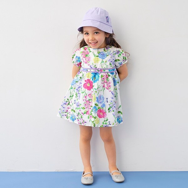 ベルフラワー柄ワンピース＋カバーパンツ