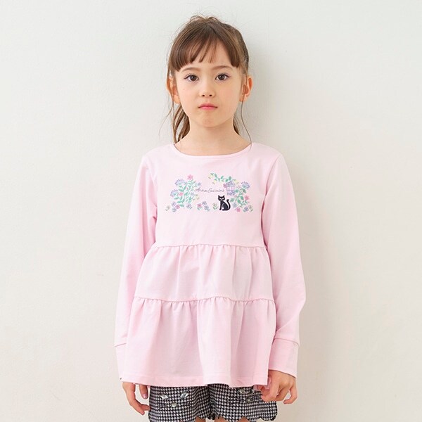 フラワー刺しゅうティアード長袖Tシャツ