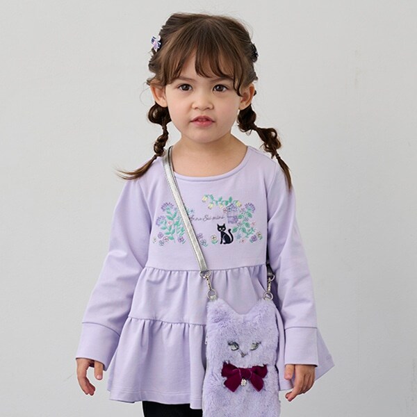 フラワー刺しゅうティアード長袖Tシャツ