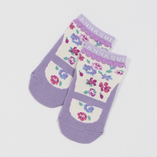 花柄フェイククルーソックス