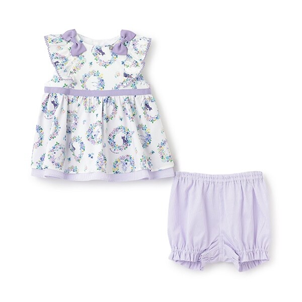 フラワーリース柄チュニック＋カバーパンツ