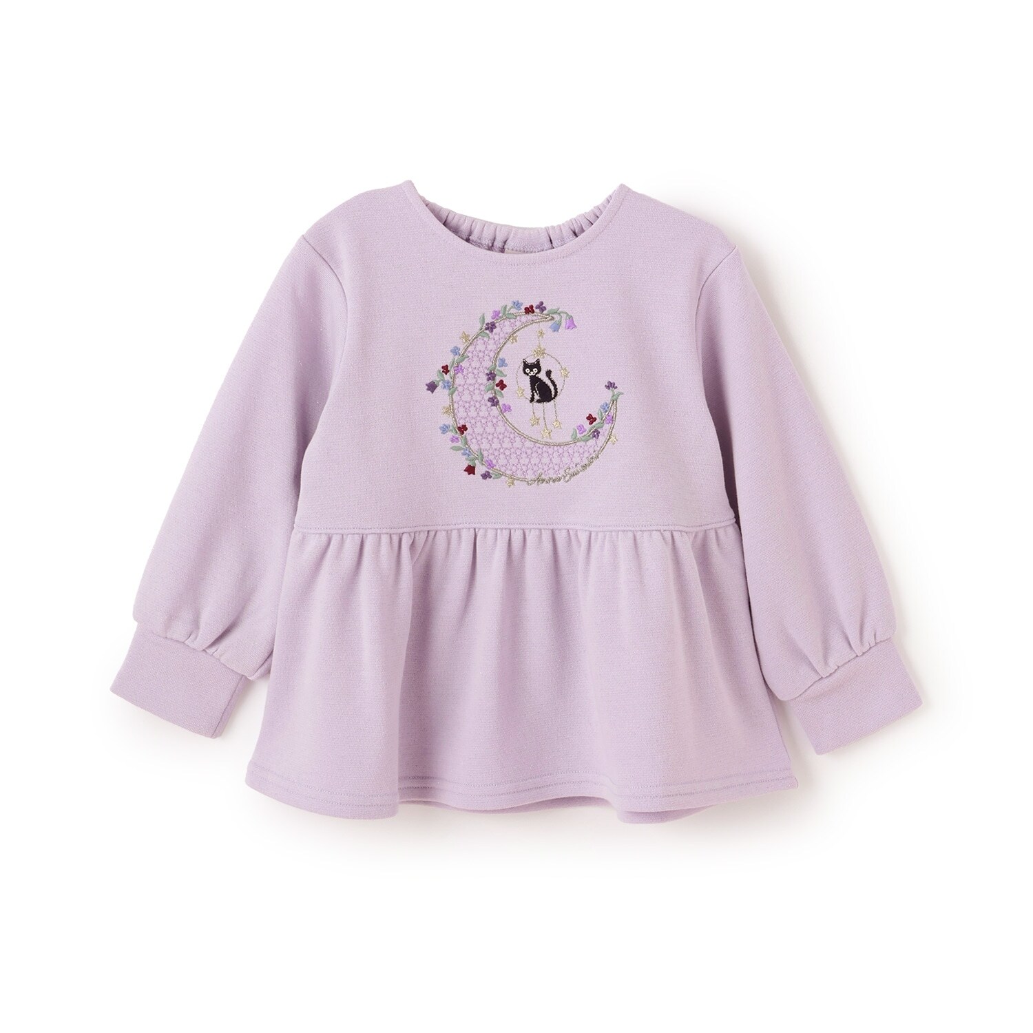 月ネコ刺しゅうトレーナー