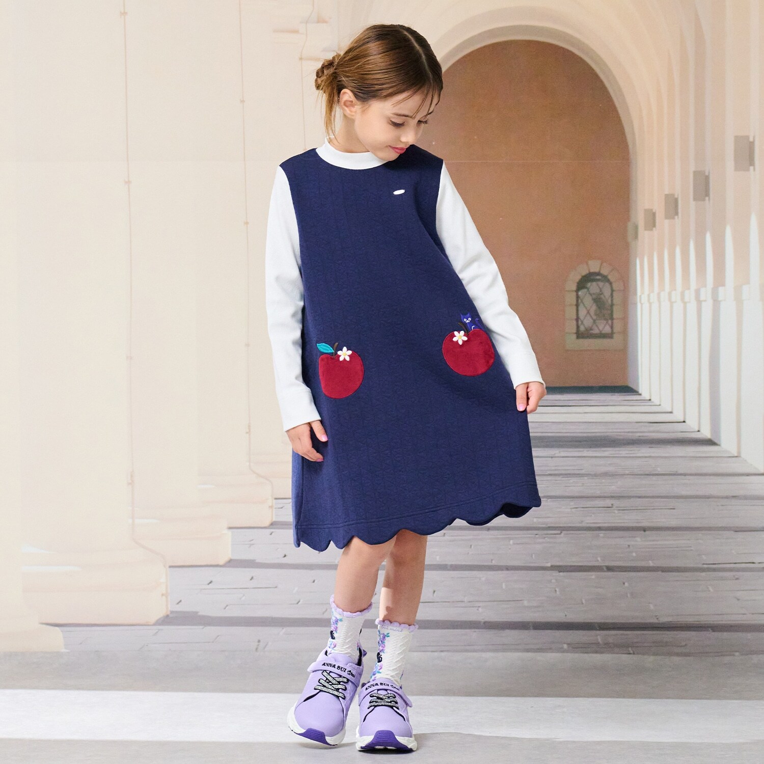 りんごアップリケワンピース