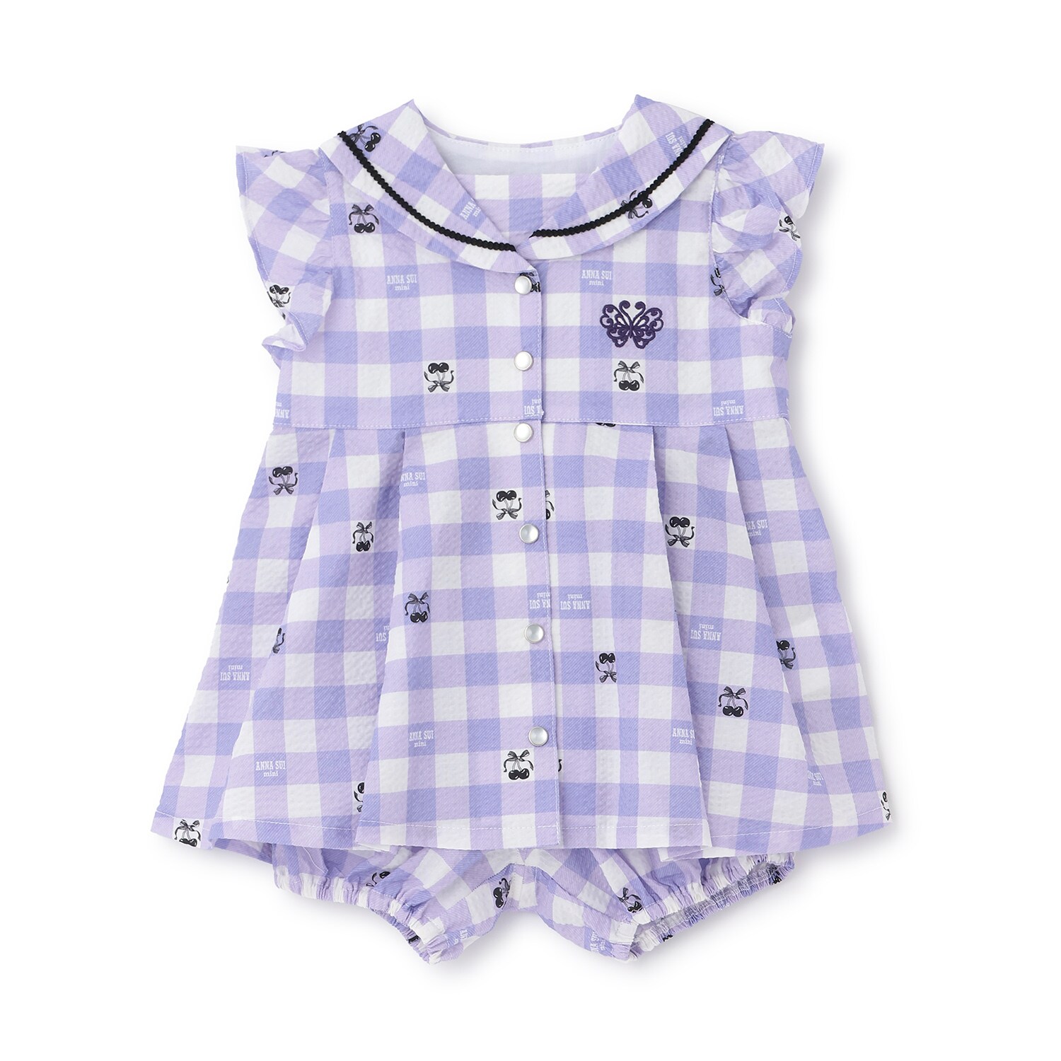 ギンガムセーラーチュニック＋カバーパンツ