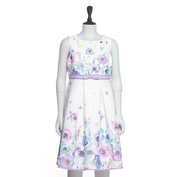 【セレモニー】水彩花柄ワンピース【日本製】