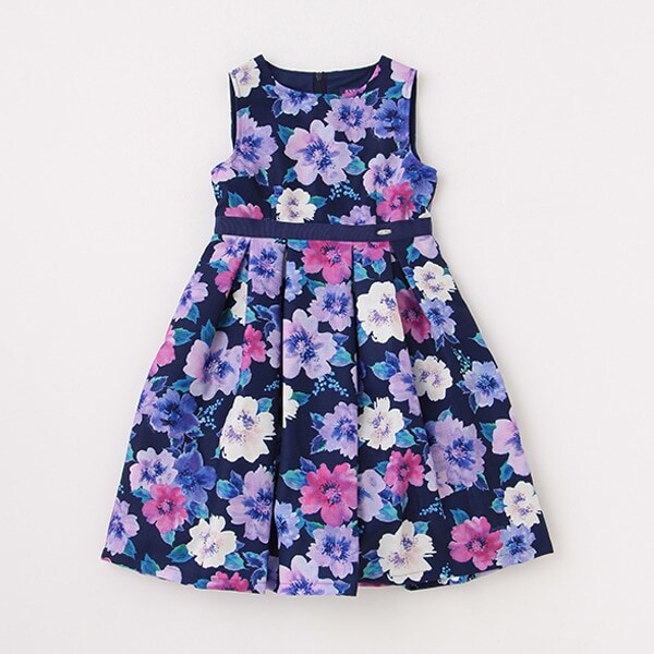 水彩花柄ワンピース【日本製】