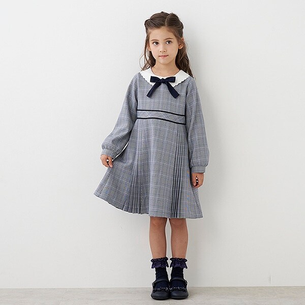 【リンク】【セレモニー】衿スカラ長袖ワンピース