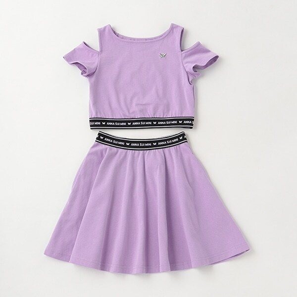 ロゴテープ肩出しTシャツ＋スカートセットアップ