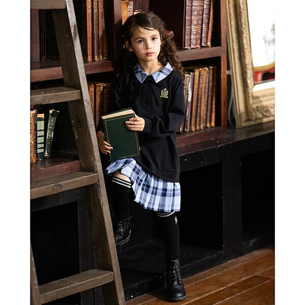 チェックレイヤードワンピース