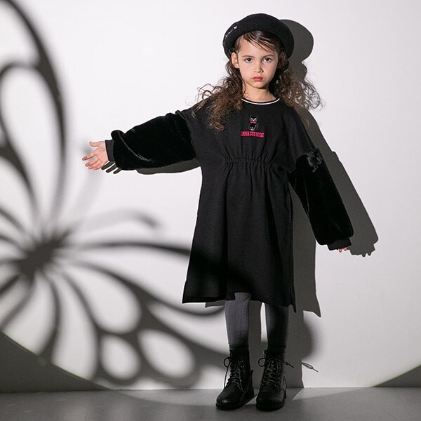 TiTi袖ファーカットワンピース