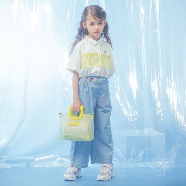 ベルトつきデニムワイドパンツ