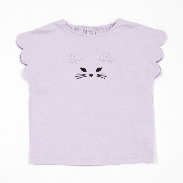 ネコ顔スカラップ半袖Tシャツ