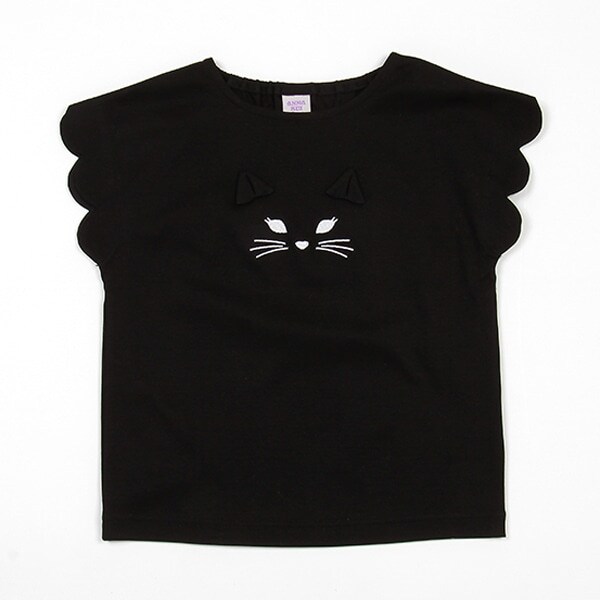 ネコ顔スカラップ半袖Tシャツ