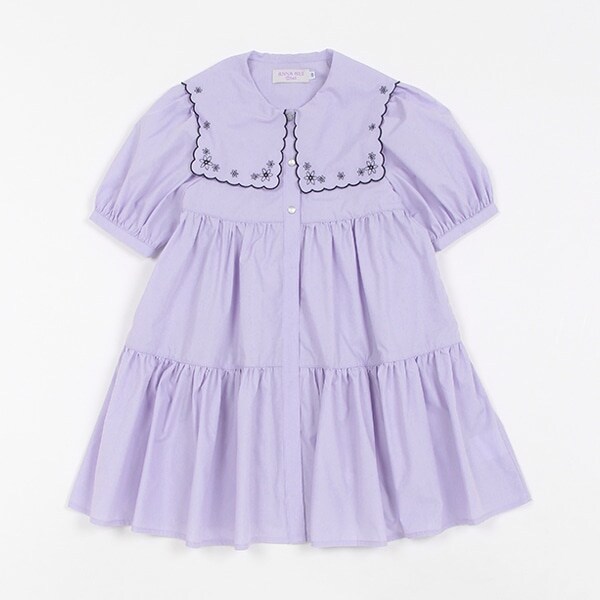 セーラー刺しゅう衿ティアードワンピース