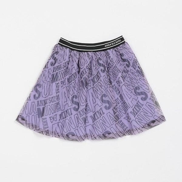 ロゴ総柄チュールプリーツスカート