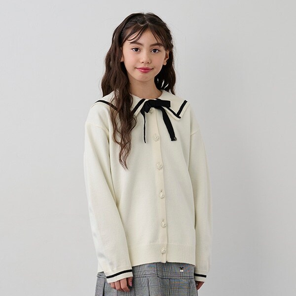 セーラー衿ニットカーディガン