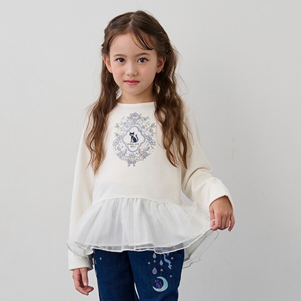 ペプラムチュール刺しゅうトレーナー