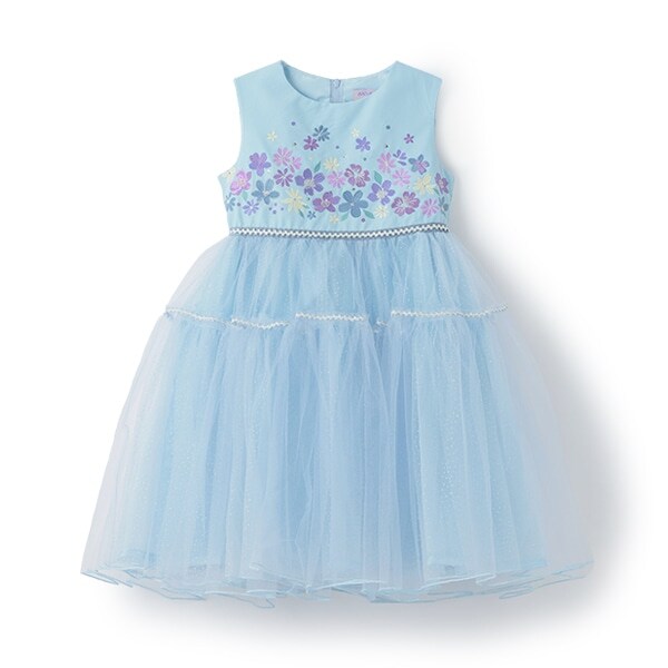 【Premium】花刺しゅうティアードチュールドレス